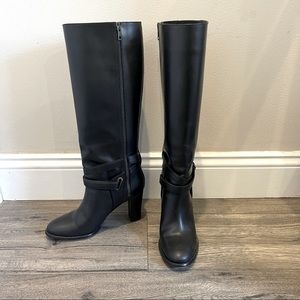 Burberry Black Leather Chunky Heel Boot